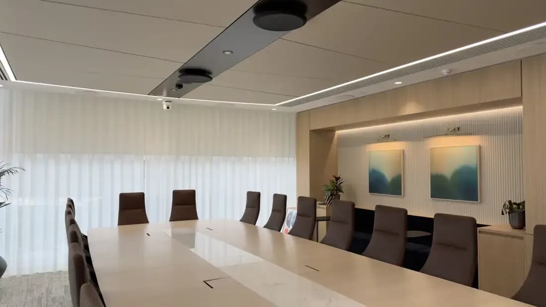 Teaching room with a projection screen and seating